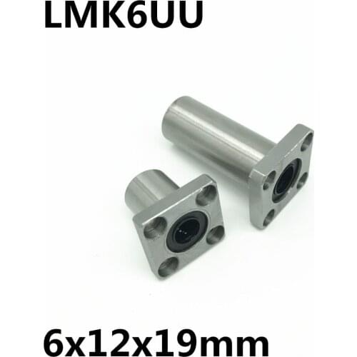 2pcs LMK6UU for 6mm shaft linear bearing square flange ball bearing bush 6x12x19mm mm LMK6 Free Shipping