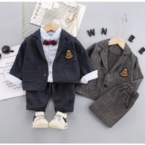 Spring Autumn Baby Clothing Wedding Children Boys Formal Kids Brand Sport Suits Kids Long Sleeve Coat Shirt +pants 3pcs/Set