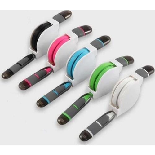 A Ausuky 2 in 1 Extendable Micro USB Cable 2.1A Fast Charging Adapter Data Cable Charger for IOS for Android -25