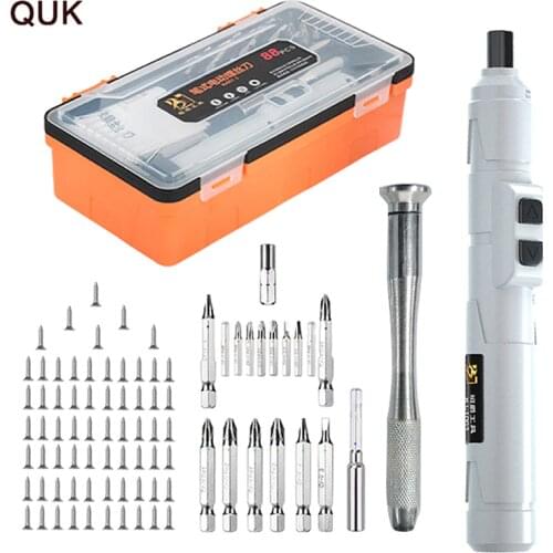 QUK Cordless Electric Screwdriver Mini Portable Power Tools Battery Drill With Multi Bit for Cell Phone Notebook Repair Tool Kit