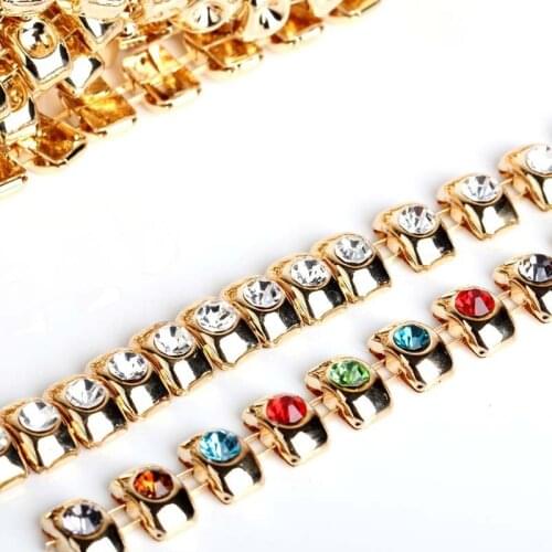 1 Yard Rhinestones Chain KC Gold Bread-Shaped Chain Clothing Shoes Hats Jewelry DIY Decoration Materials Accessories