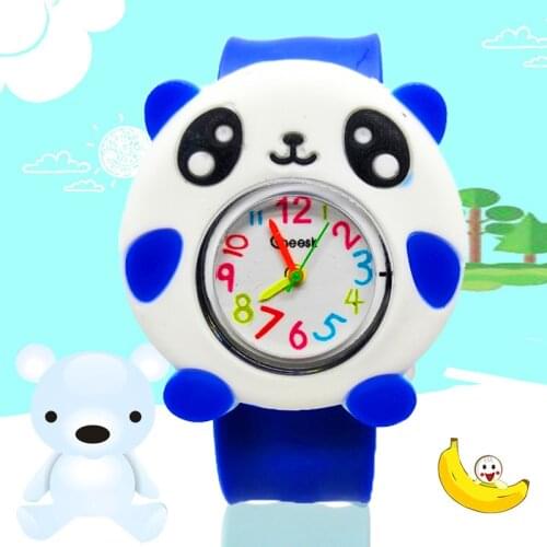 Panda Pattern Childrens Watch Cartoon Silicone Strap Fashion Kids Watches Chidlren Quartz Wristwatch Boys Girls Students Clock