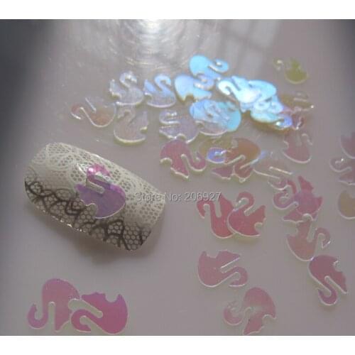 GD8-5 20g/bag Cute Transparent AB Swan Nail Art Shinny Glitter Cute Decoration Nail Art Decoration