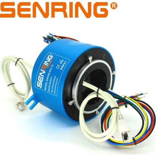 Gigabit Ethernet Hole Bore Slip Ring with Bore 50mm OD119mm Transmit 1 Channel Gigabit Ethernet Signal with GJ45 Male Connector