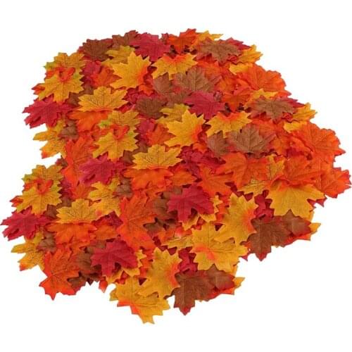 500 Pcs Artificial Maple Leaves Simulation Decorative Silk Maple Leaves Fake Fall Leaves For Home Wedding Party Decor