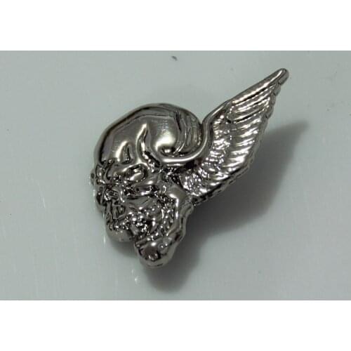 KB706) Wholeslae 50pc 1-1/8'' (3.0cm) Winged Skull Concho Left Face Western Concho Silver