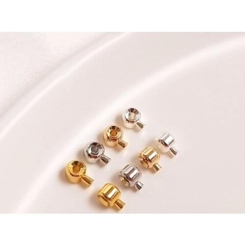 3.2*2.5MM Color Retention Real Gold Plated Copper Snap End Beads Clip Buckle Positioning Buckle DIY Jewelry Accessories