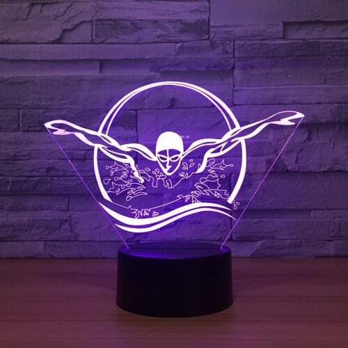 Cool Swimming People 3D LED Night Light Indoor Light 7 Color Changeable Touch Sensor Control USB Table Lamp Gift for Friends