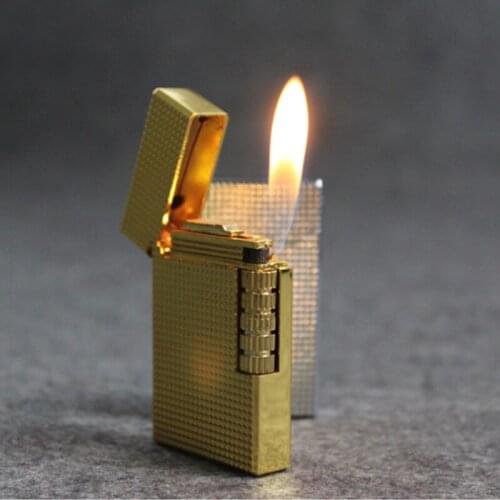 Fashion Geometry Bright Sound Grinding Wheel Cigarette Lighter Men Metal Flame Inflatable Gas Butane Lighter Smoker Gift