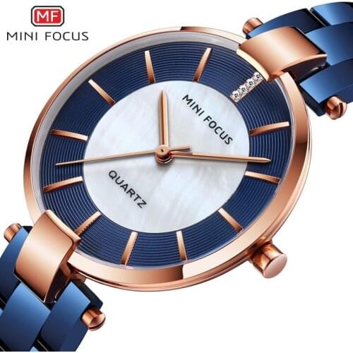 Fashion steel belt mother-of-pearl watch waterproof ladies quartz watch