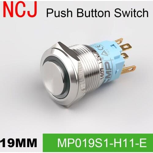 NCJ 19mm Metal Push Button Switch IP67 Maintained Alternate & Momentary push button switch with LED lamp 5A
