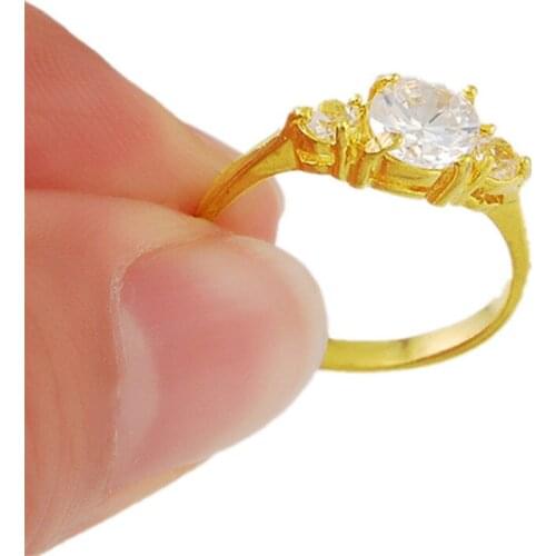 Wedding Bands Rings For Love Luxury CZ Zirconia Gold Color Engagement Ring USA Size 5 6 7 8 9 R027