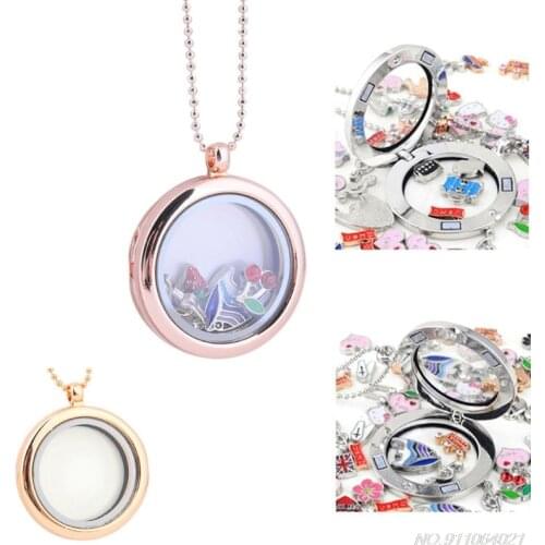 Living Memory Floating Charm Round Glass Locket Pendant Necklace Women Fashion Jewelry D21 20 Dropshipping