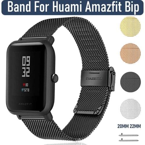Milanese Wrist Band for Amazfit Bip Lite/U/S Watch Stainless Steel WatchBand Metal Strap for Huami Amazfit Bip Watch 20mm 22mm
