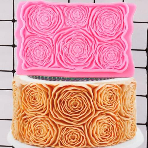 Rose Floral Border Silicone Molds DIY Flower Cupcake Topper Fondant Cake Decorating Tools Candy Clay Chocolate Gumpaste Moulds