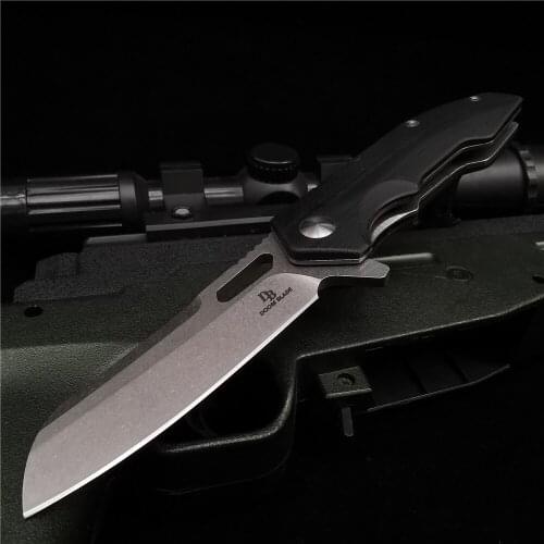 7.99 Inch D2 High Quality Folding Knife, with G10 Handle, Foldable Pocket Knife, Outdoor Camping Travel Hunting Knife, Black