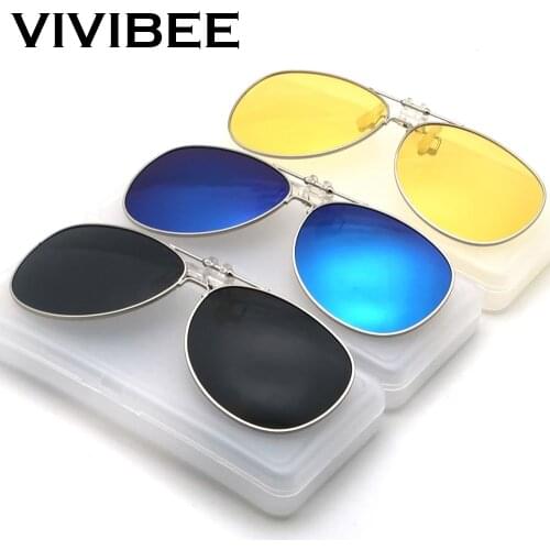 VIVIBE Oversized Pilot Flip Up Clip on Sunglasses Men Driving Alloy Frame Big Size Women Aviation Glasses Clips for Myopic