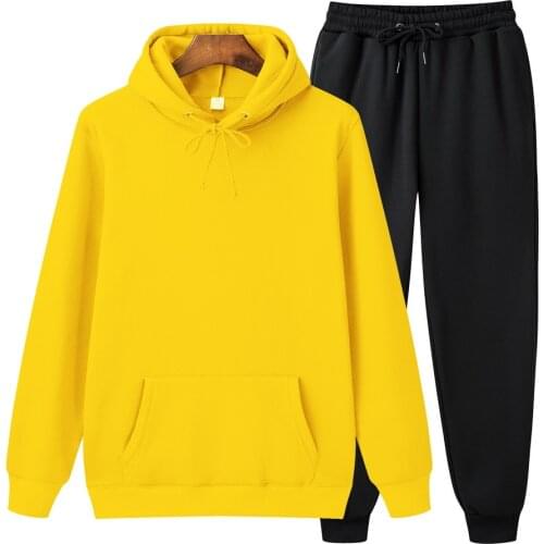 Brand winter hoodie suit woman Pants suit tracksuit Casual men Hoodie pullover black Fleece Jogger elastic sweatshirt fashion