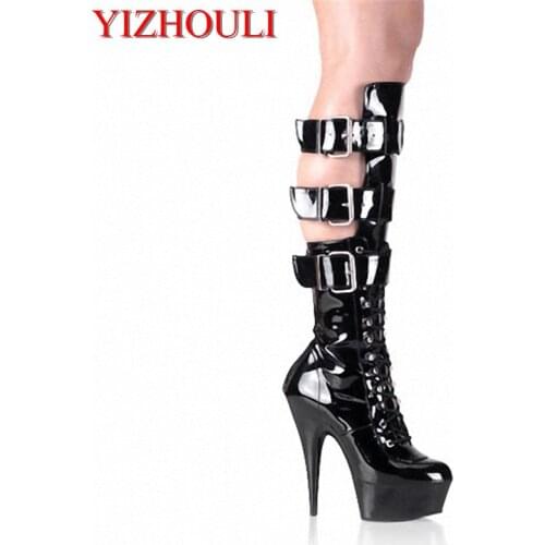 Belt buckle black pumps, midnight shop sex womens shoes, ultra high heels 15CM Dance Shoes
