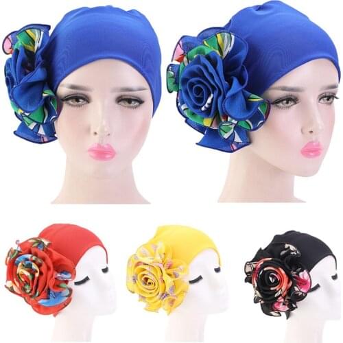 Flower Printed Women Muslim Hat Indian Turban Hair Loss Hat Chemo Cancer Cap Headwear Beanie Skullies Islamic Turban Bonnet New