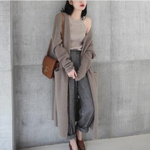 BARESKIY long cardigan women casual loose large size cardigan 2019 knit womens sweater ladies spring and autumn sweater coat