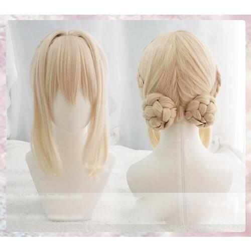 High quality Violet Evergarden Cosplay Wig Evergarden Cosplay Wig Yellow Resistance Costume Party Wigs For Women+Wig Cap