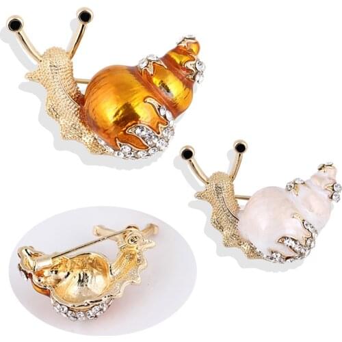 1pcs Rhinestone Snail Brooches For Women Cute Small Insect Brooch Pin Fashion Enamel Pin High Quality