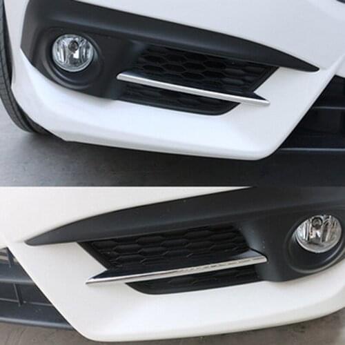 10 sets Civic Sedan Coupe 2016 2017 2018 Car Front Fog Light Lamp Foglight Bumper Grille Chrome Trim Styling Accessories