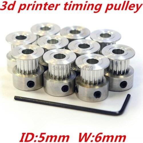 10pcs/lot GT2 Timing Pulley 20 teeth Alumium Material Inner Diameter 5mm for 6mm width belt 3d printer RedRap gt2 pulley