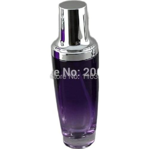120ml purple glass lotion bottle with silver pump for Cosmetic Packaging