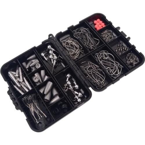 133Pcs/box Fishing Tackles Box Accessories Kit Hooks Snap Sinker Weight For Carp Bait Lure Ice Winter Accessoies Set