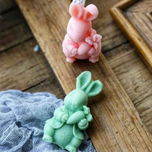 3D Rabbit silicone molds DIY handmade soap mold silica gel mould Easter Party Favors Home Decor