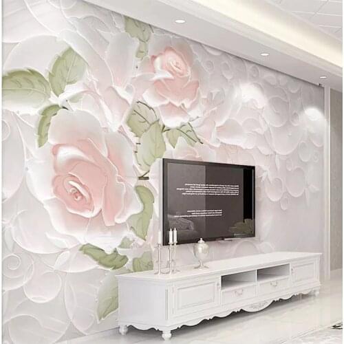 Custom 3D Stereo Flowers Rose Murals Wallpaper Living Room Bedroom Background Wall Paper For Wall 3 D Papel De Parede Home Decor