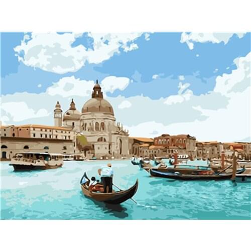 Hot Selling The Landscape Diy Canvas Painting By Numbers For Adults Acrylic Pigment Paint By Number Arts Craft Home Decor