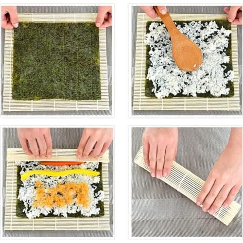 Bamboo Rolling Mat DIY Onigiri Rice Roller Sushi Making Kit Sushi Rolling Mat Bamboo Sushi Roller Professional Grade