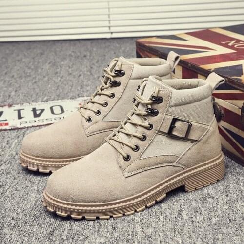 PUPUDA Men Boots Winter Warm Men High Top Boots Lace-Up Non-slip Male Ankle Boots Autumn Man Shoes