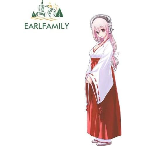 EARLFAMILY 13cm x 3.7cm for Super Sonico Car Stickers Sunscreen Creative Decals Scratch-Proof Vehicle Surfboard Decor Car Goods