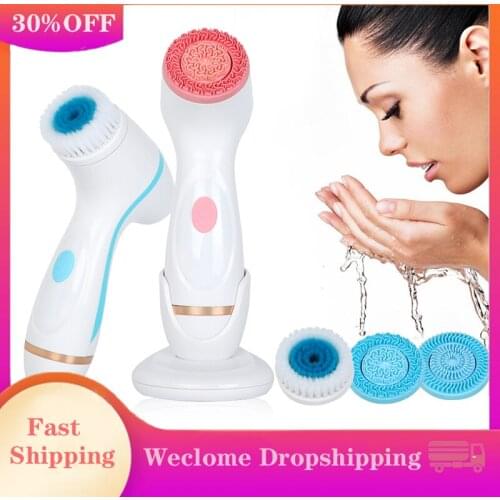 Facial Cleansing Brush Electric Waterproof Face Cleaner Blackhead Removal Acne Pore Clean Portable Deep Cleaning Remover Brush