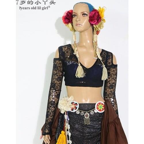 Lace Choli Belly Dance Top Ats Tribal Drop Long Sleeve BDDD01