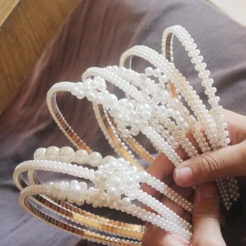 Fashion Wedding Birthday New Pearl Hair Bands Headband Hair Accessories Ornaments Head Wear Hoop for Women Girls