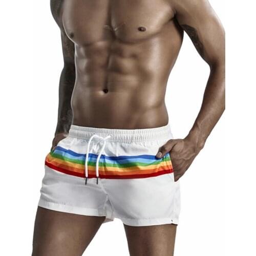 Rainbow Print Men Swimwear Swimsuits 2021 Quick Dry Men Beach Board Shorts Boxer Trunks Leisure Short Men swimming Shorts Sunga