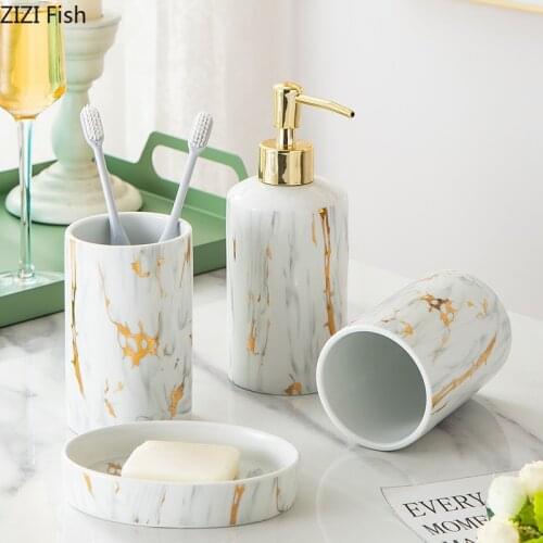 Couple Gargle Cup Bathroom Kit Ceramic Wash Kit Lotion Bottle Northern Europe Household Bathroom Accessories Wedding Gifts