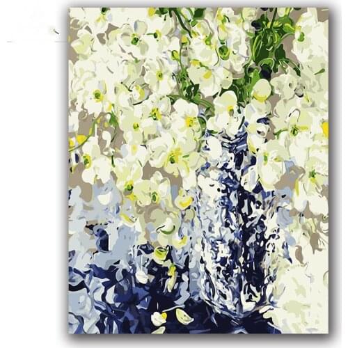 Dancing Orchid Paint By numbes flowers Abstract Canvas drawing painting coloring picture by numbers with paint colors for girls