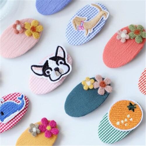 2020 New Autumn And Winter Childrens Hair Clip Set Korean Embroidery Cute Cartoon BB Clip Hair Accessories