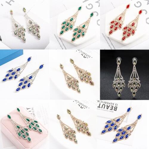 New fashion personality simple crystal leaf earrings personality diamond earrings ladies jewelry gifts multi-layer earrings