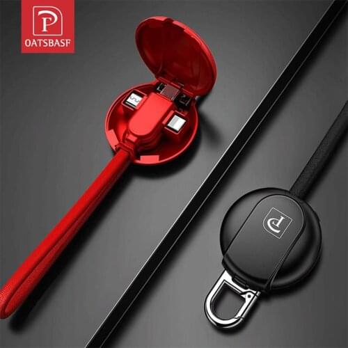 Micro USB Cable 5A Fast Charging Keychain design 3 In 1 USB Cable Type C Charger Cable for iPhone Data Cable for Xiaomi Samsung