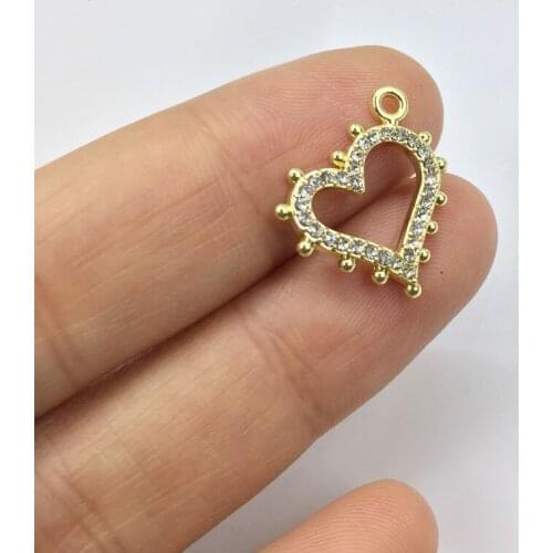 Eruifa 6pcs 15mm Heart With Rhinestone Coin Zinc Alloy necklace,earring bracelet jewelry DIY handmade 2 colors