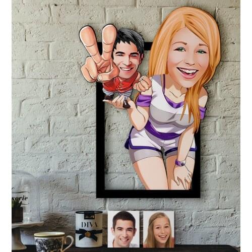 Personalized Valentine Caricature OF 3D Wood Tablo-30 Reliable Quality Cost Effective Funny Fun Decoration gift