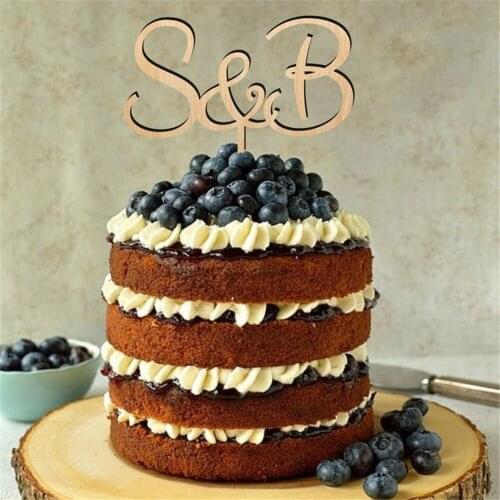 Custom Wood Wedding cake topper Personalized Groom and Bride Initials Cake Topper Rustic Wedding Initials cake topper