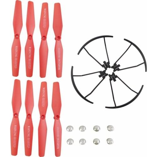 8PCS Propeller +4PCS Boot for VISUO XS809 XS809S XS809W XS809HW Quadcopter Spare Parts Drone Blade Protector Red